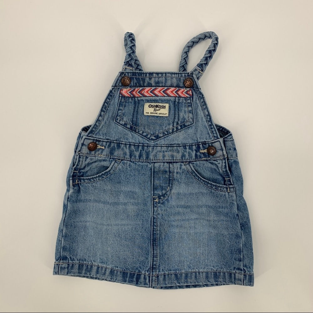 OshKosh B'gosh Baby Girls Vestbak Denim Dress Overalls Size 18 Months